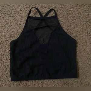 SHEIN black mesh v neck crop top size medium